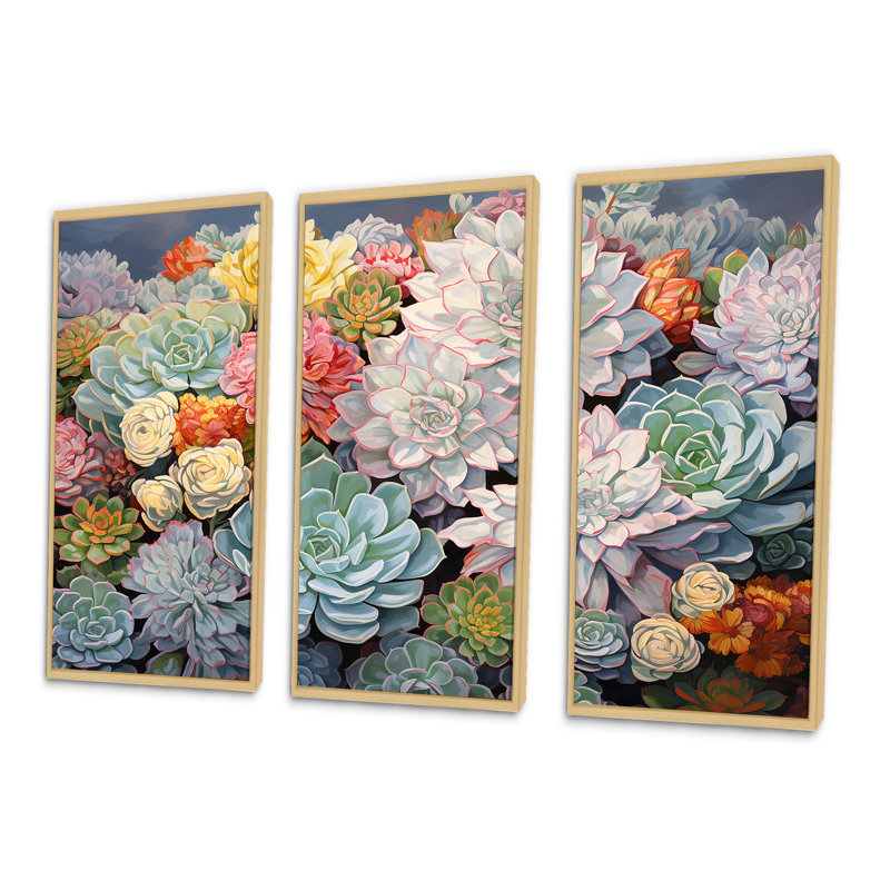 Blue Succulent Dessert Charm - Ensemble de décorations murales succulentes, Cadre naturel flottant