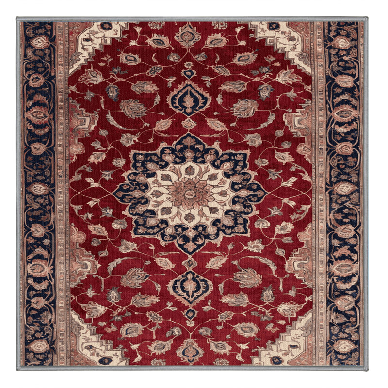Machine Washable Persian Brown Area Rug, Square 8'