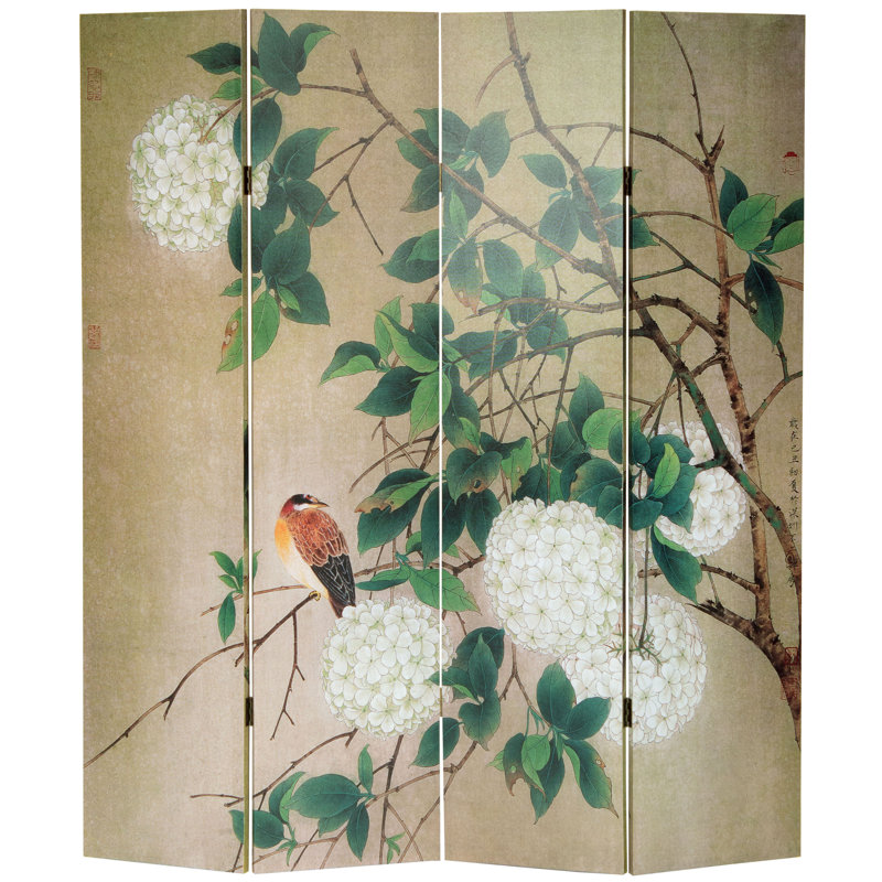 Paravent réversible Songbirds in Flight, Oiseaux et fleurs