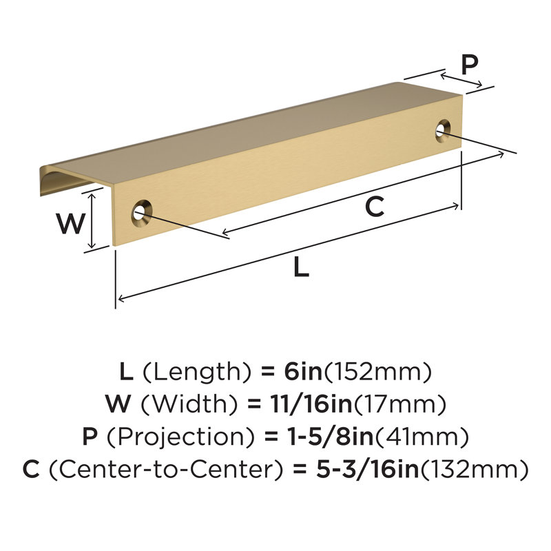 Streamline Tab 6 inch (152mm) Length Champagne Bronze Cabinet Edge Pull - 10 Pack, 6", Champagne Bronze, 10