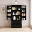 Armoire de cuisine moderne cannelée avec 2 grands tiroirs et 8 étagères à épices, organisateur de rangement autoportant pour salle de bain, salle à manger, bureau, entrée-1596920249