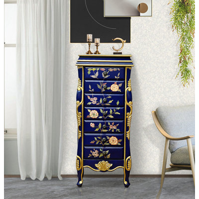 American Country Style Birch Hand-Painted Jewelry Cabinet