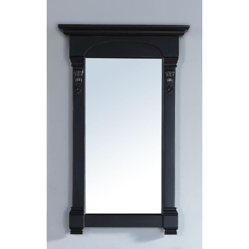 Brookfield Flat Solid Wood Wall Mirror, Antique Black, 41" H x 26" W