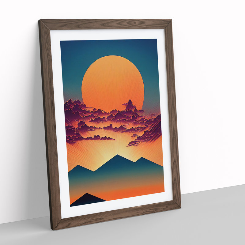 Mountain Sunset - Framed Print, 34cm H x 25cm W x 2cm D, Walnut