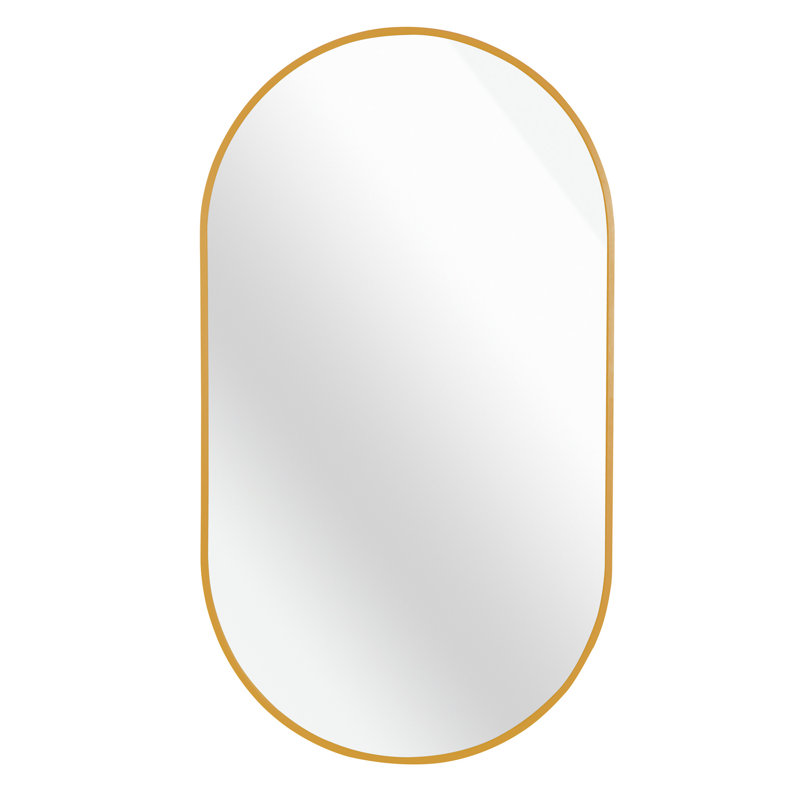 Miroir ovale en métal doré de 20 po x 28 po (miroir inclus seulement), Doré, 28 po x 20 po