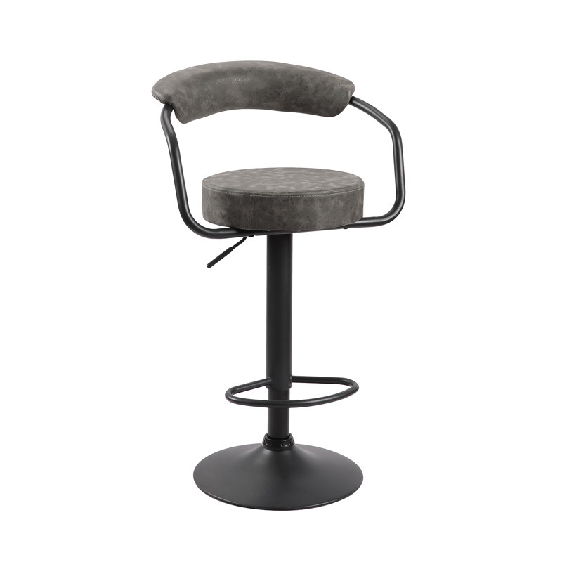 Ghent Swivel Upholstered Adjustable Height Counter Stool with Metal Frame, Grey