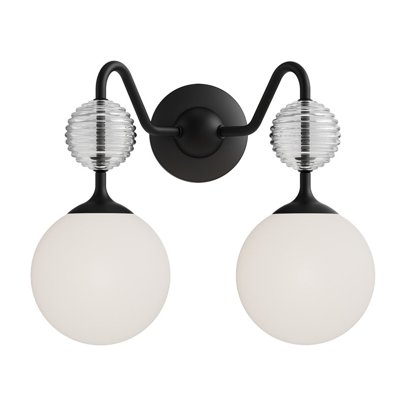 Celia Matte Black and Opal Glass 2-Light Vanity Light