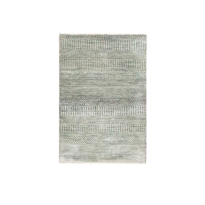 Cèdre brun 2 pi x 3 pi, laine nouée à la main avec touche de soie, ton sur ton, luxuriante et moelleuse, échantillon, motif d'herbe moderne, tapis, tapis oriental