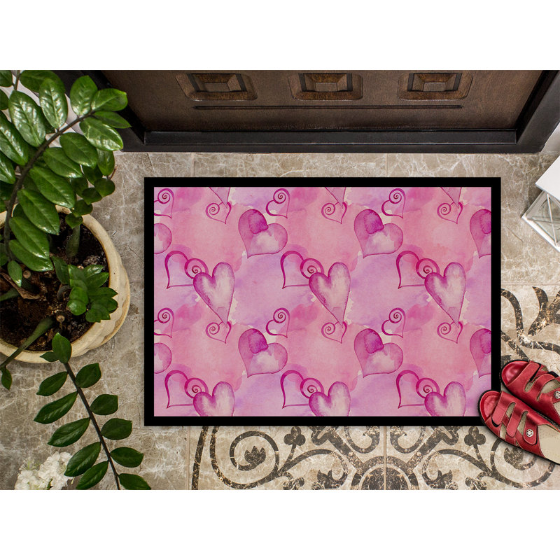 Tapis d'extérieur antidérapant Schofield, Rose, Rectangle 1 pi 6 po x 2 pi 3 po