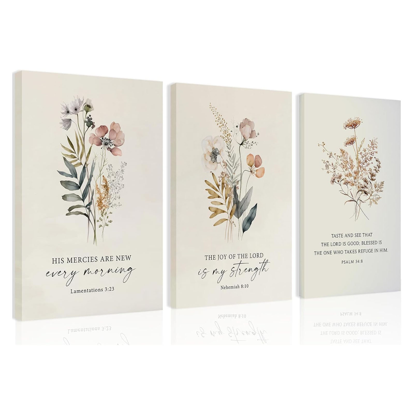 August Grove® 3 Pcs Christian Flower Wall Art Flower Scripture Wall ...