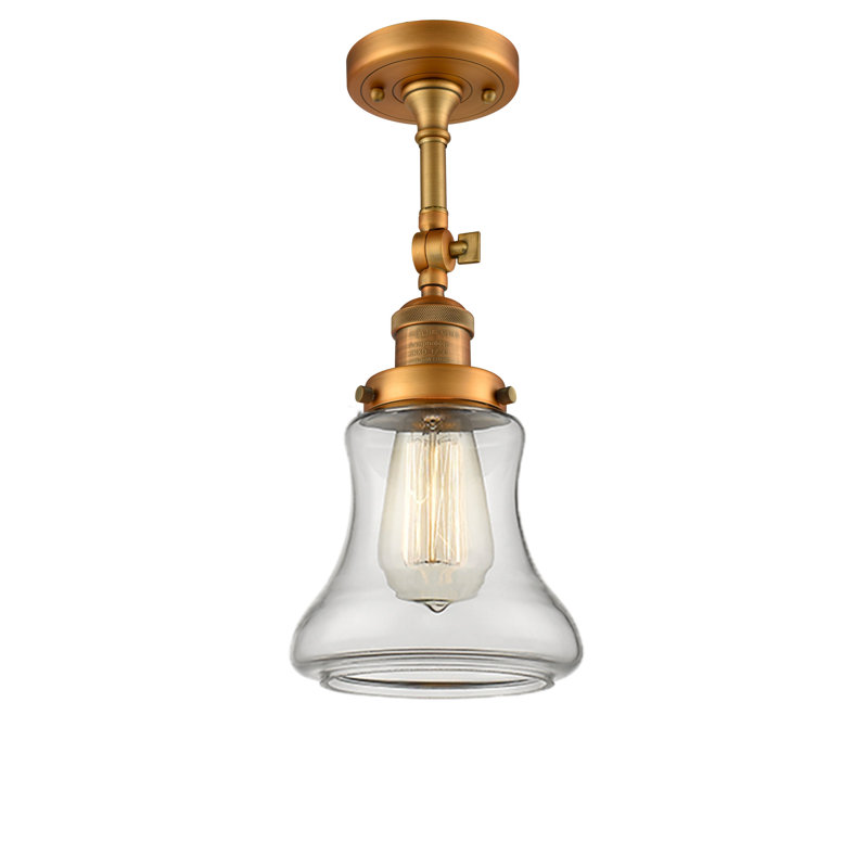 Edda Glass Semi Flush Mount, Brushed Brass, Clear
