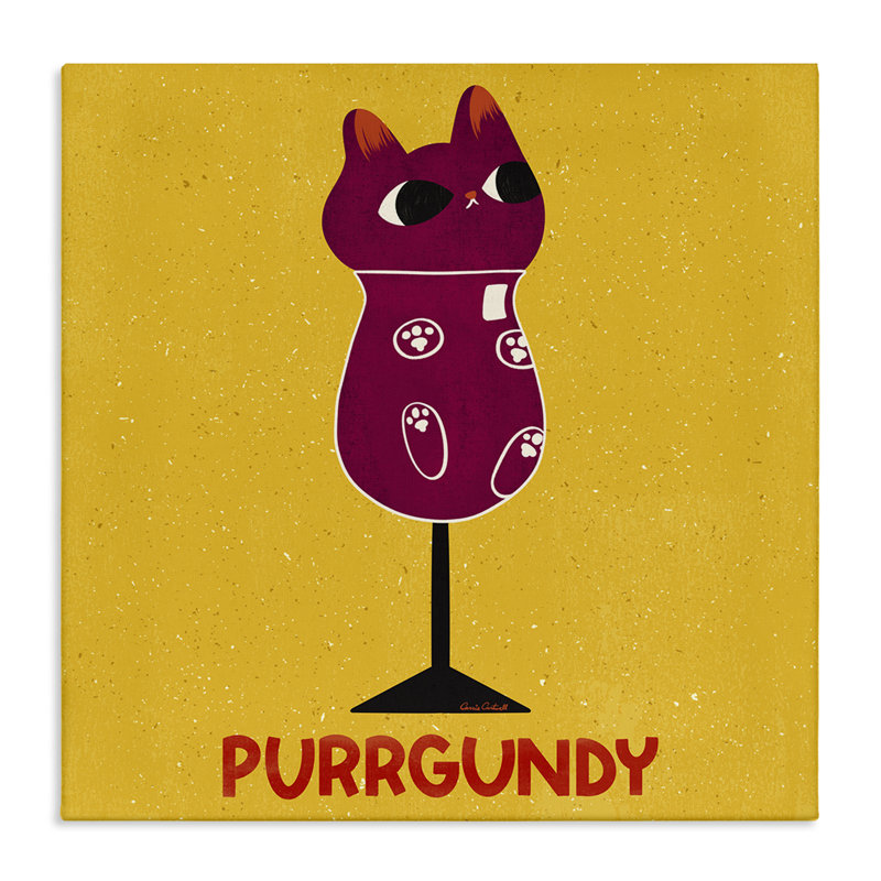 Toile de vin chat Purrgundy, design par Carrie Cantwell, H 17 po x l 17 po