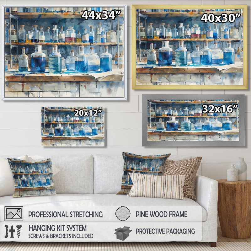 Impression sur toile Tyron - Laboratories, Cadre simple blanc, H 12 po x l 20 po
