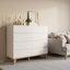 Commode haute 8 tiroirs blanche, commode moderne sans poignée avec pieds en bois naturel massif-925010168