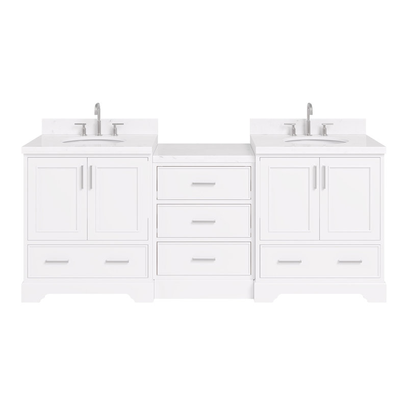 Meuble-lavabo simple 85 po dont 24 po Peighton et meuble-lavabo simple OVL de 31 po avec rebord CWQZ 1,5CT de Peighton, Ovale