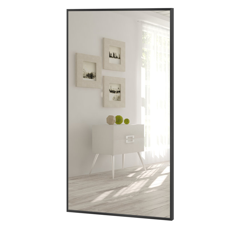Talma Wood Flat Mirror, 51" H x 32" W, Black