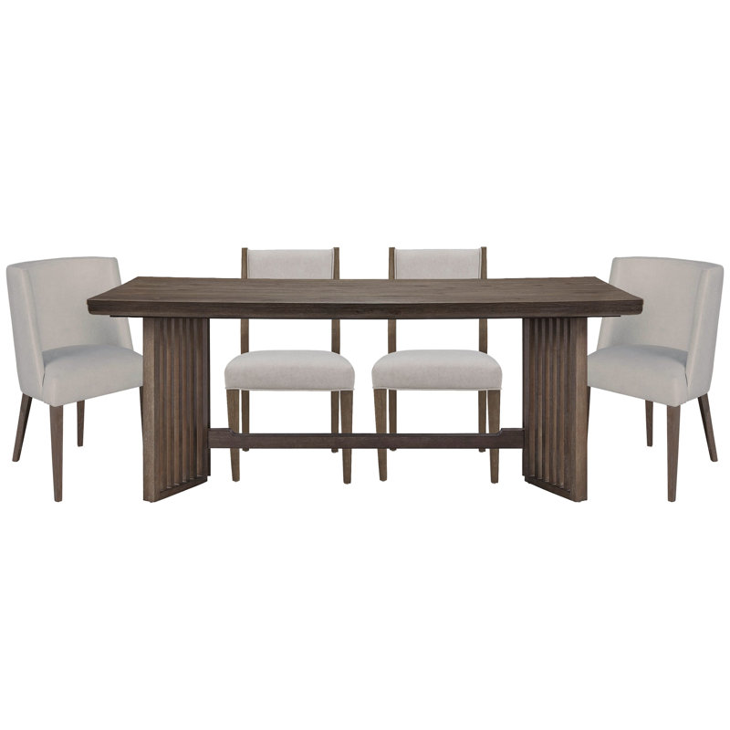 Table de salle à manger en tréteau avec 2 chaises d'appoint et 2 chaises d'hôte, 5 pièces: table, 4 chaises