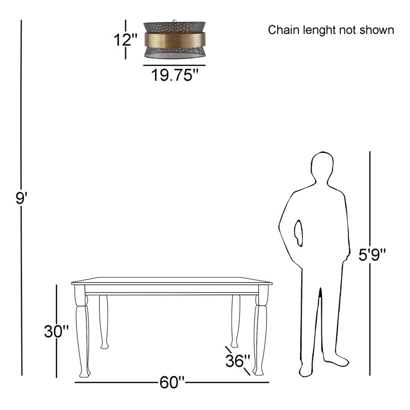 4 - Light Dimmable Drum Chandelier