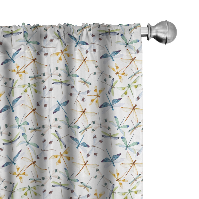 Dragonfly Semi-Sheer Rod Pocket Curtain Panels, 28" x 95"