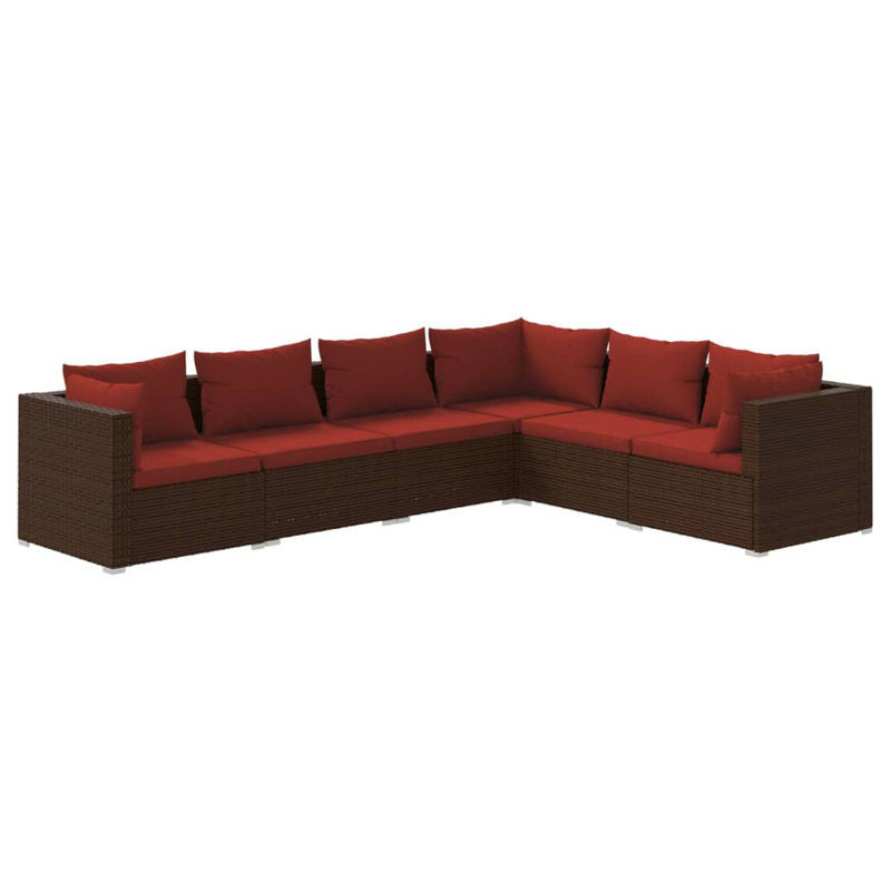 6 Piece Lounge Sofa Seating Group, Cinnamon Red, Brown