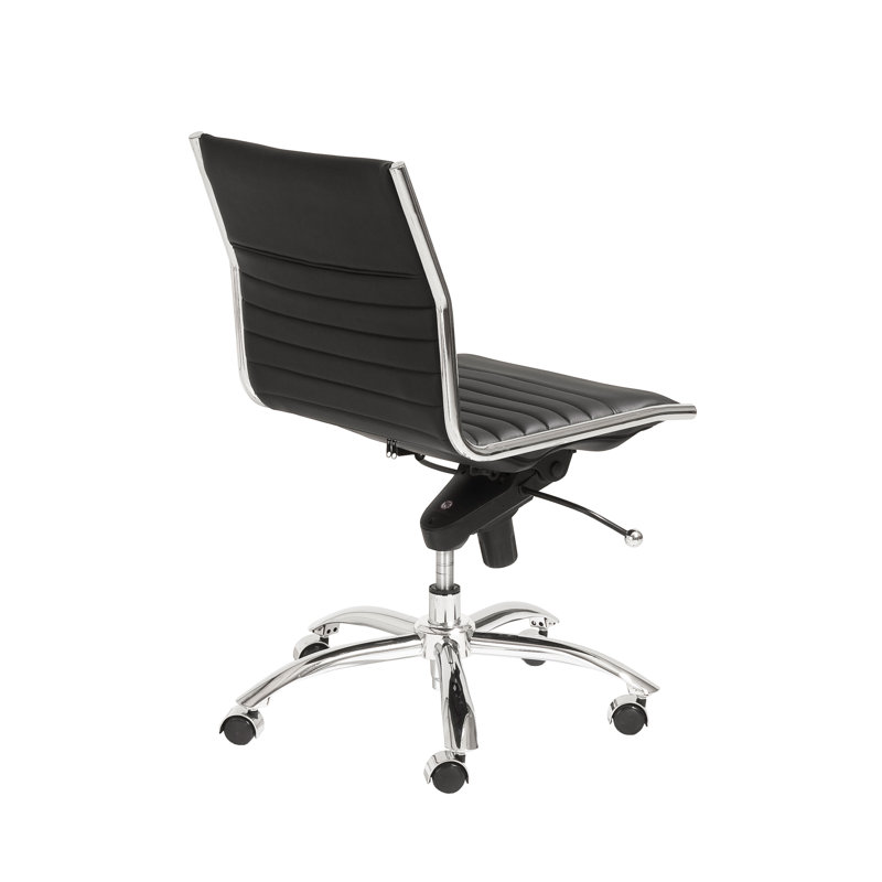 Naida Faux Leather Swivel Task Chair, Black Faux Leather, No