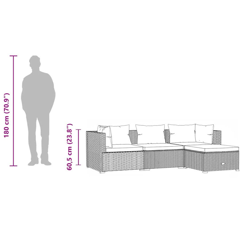 4 Pieces Sofa Seating Group with Cushions