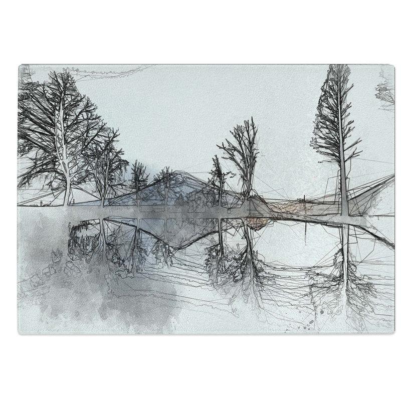 Glass Mount Fuji in Fujinomiya Japan in Abstract Chopping Board, 39 cm W x 28.5 cm L