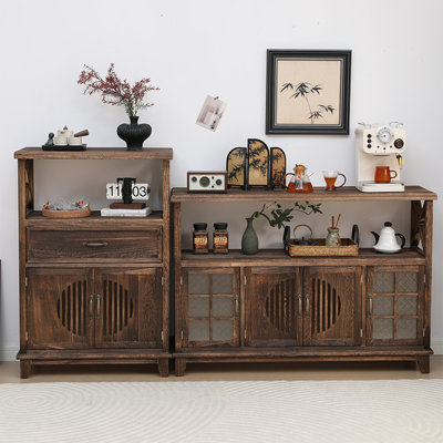 Console rectangulaire en bois massif noyer foncé