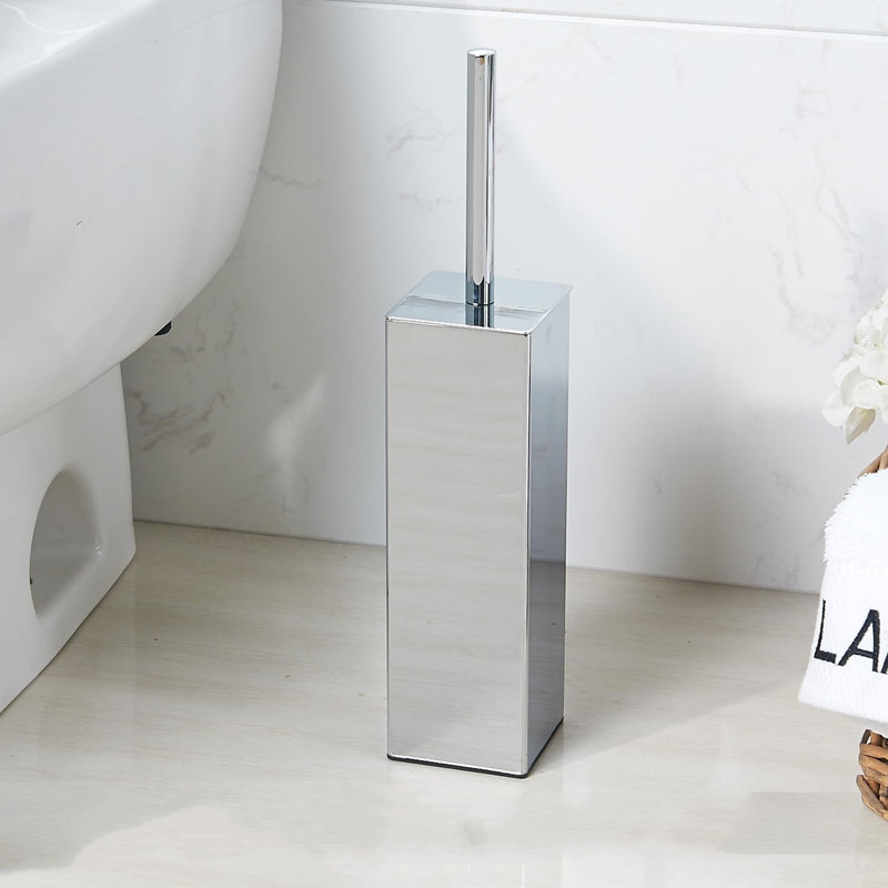 Stand Toilet Brush Holder For Bathroom And Hotel,Stainless Steel Material,Chrome,Silver