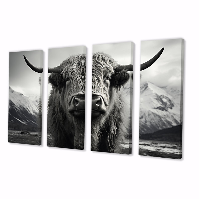 Portrait de yaks noir et blanc IV 4 pièces