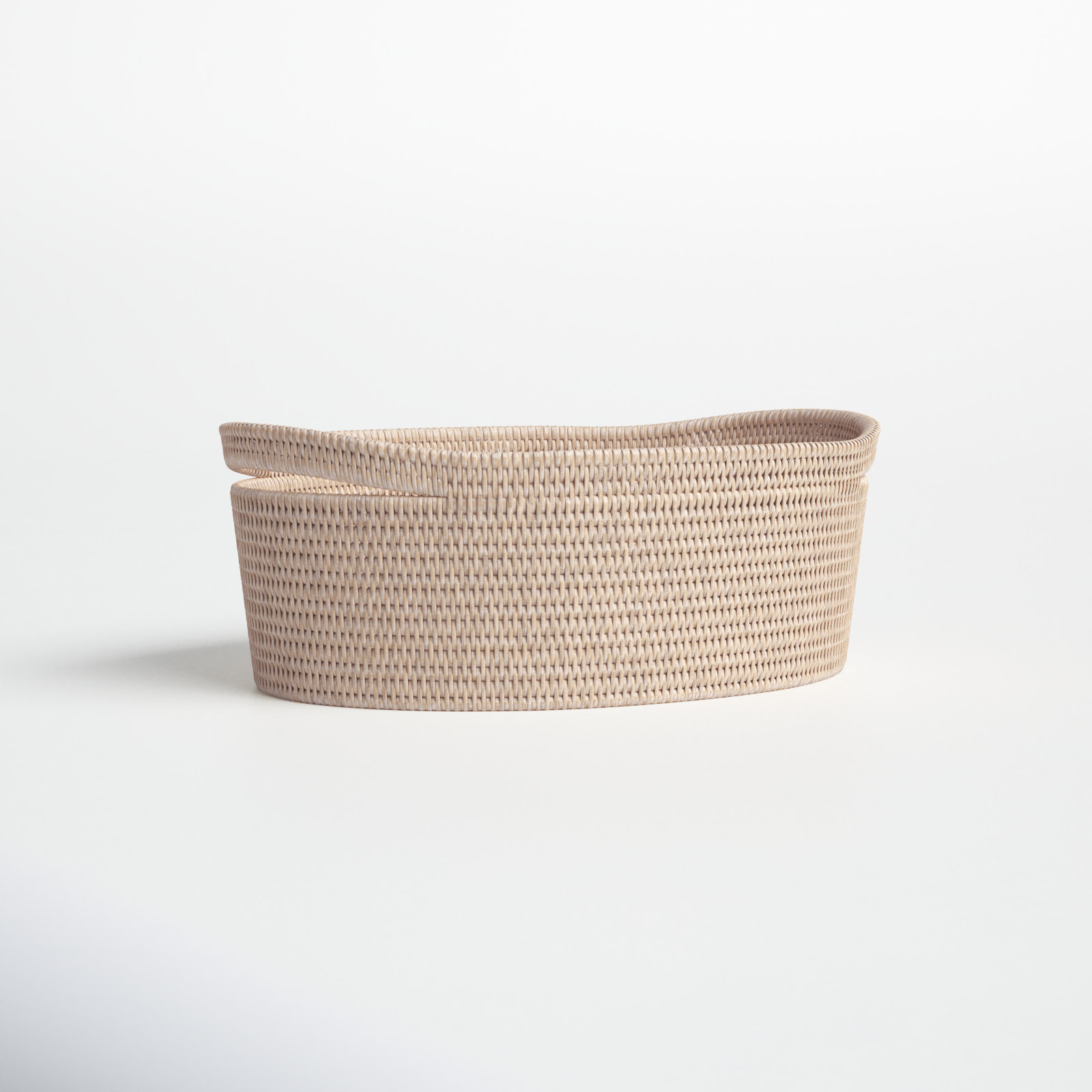 Helmsford Handwoven Rattan Storage Bin, White Wash