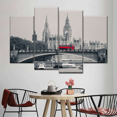 Palace of Westminster London Red Bus Pop 4 pièces