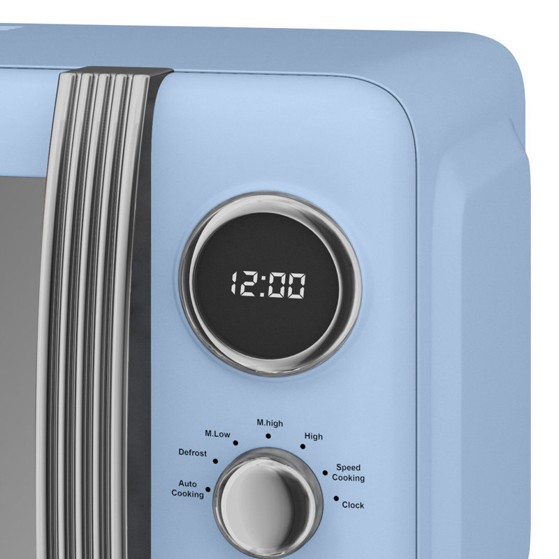 Swan Retro LED Digital Microwave with Glass Turntable, 5 Power levels & Defrost Setting, 20L, 800W, Blue