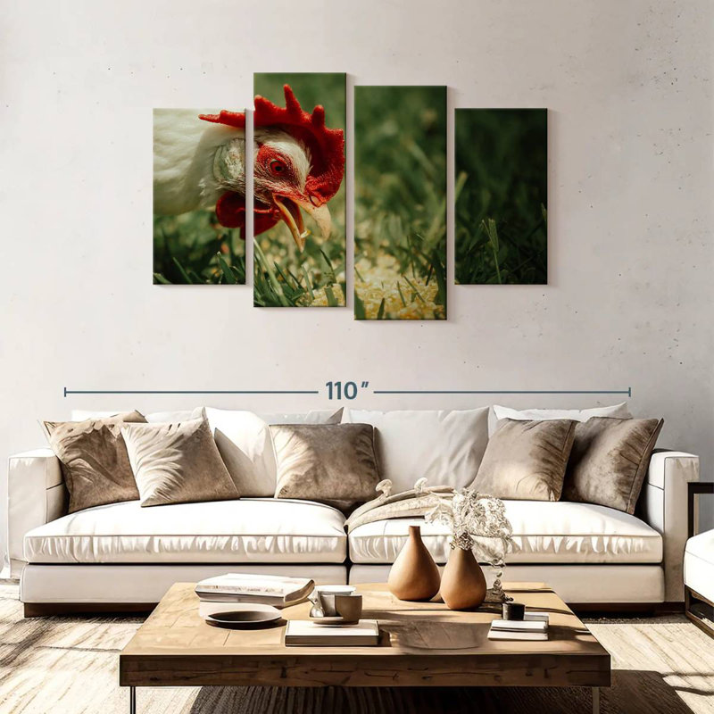 Brampt Chicken Eating Corn, 48" H x 75" W