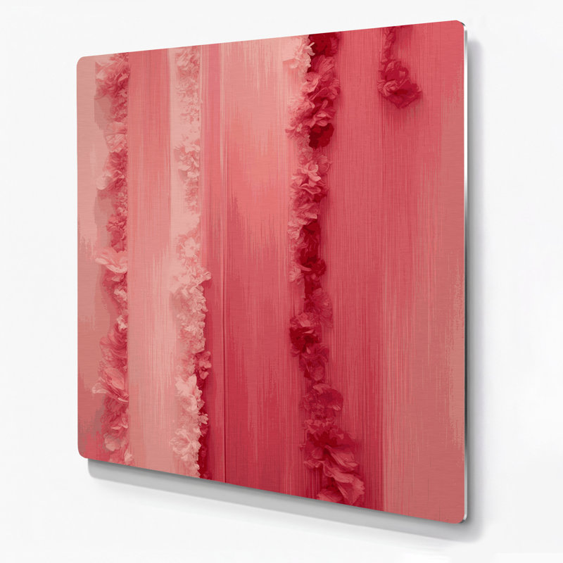 Abstrait couleur champ 95, art mural en métal rose, H 12 po x l 12 po