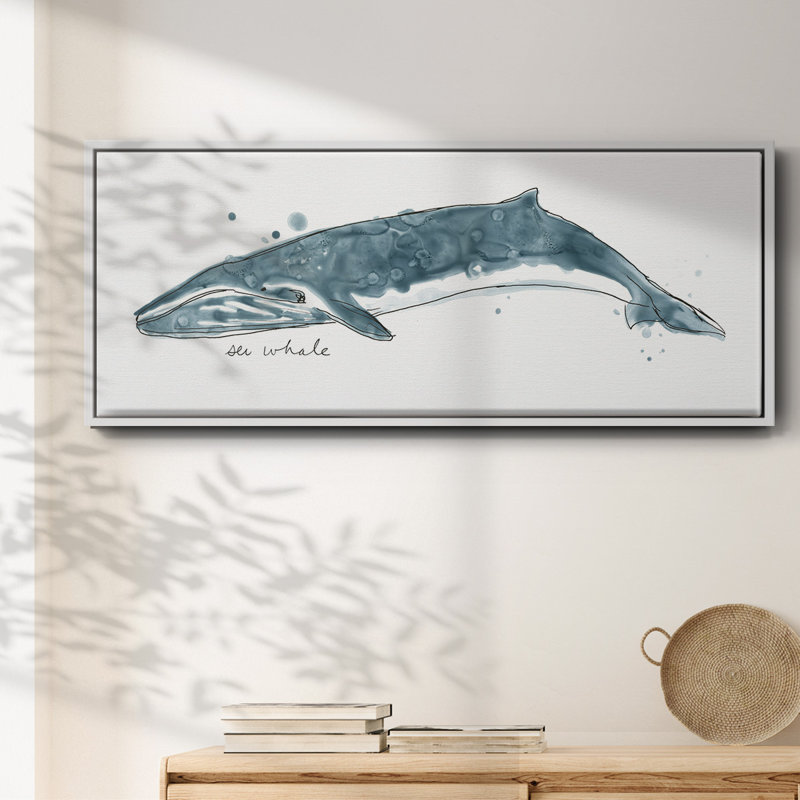 «Whale I», reproduction encadrée sur toile, H 20 po x l 50 po x P 1,5 po, Blanc