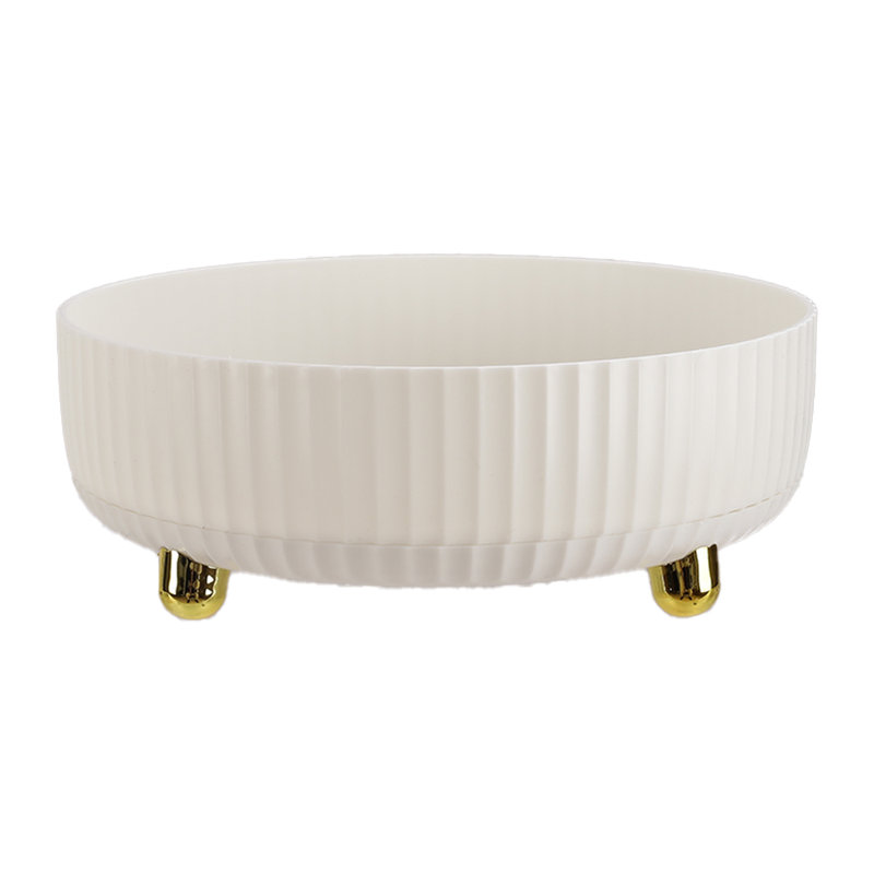 Round desktop storage tray, pearl white