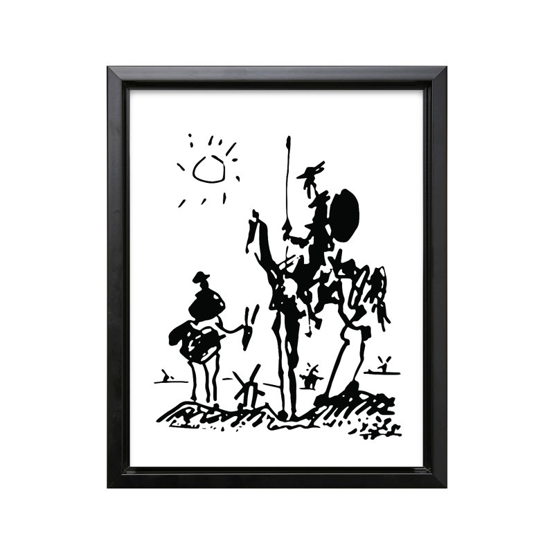 Pablo Picasso - Don Quichotte, Cadre noir, Canevas, H 12 po x l 16 po