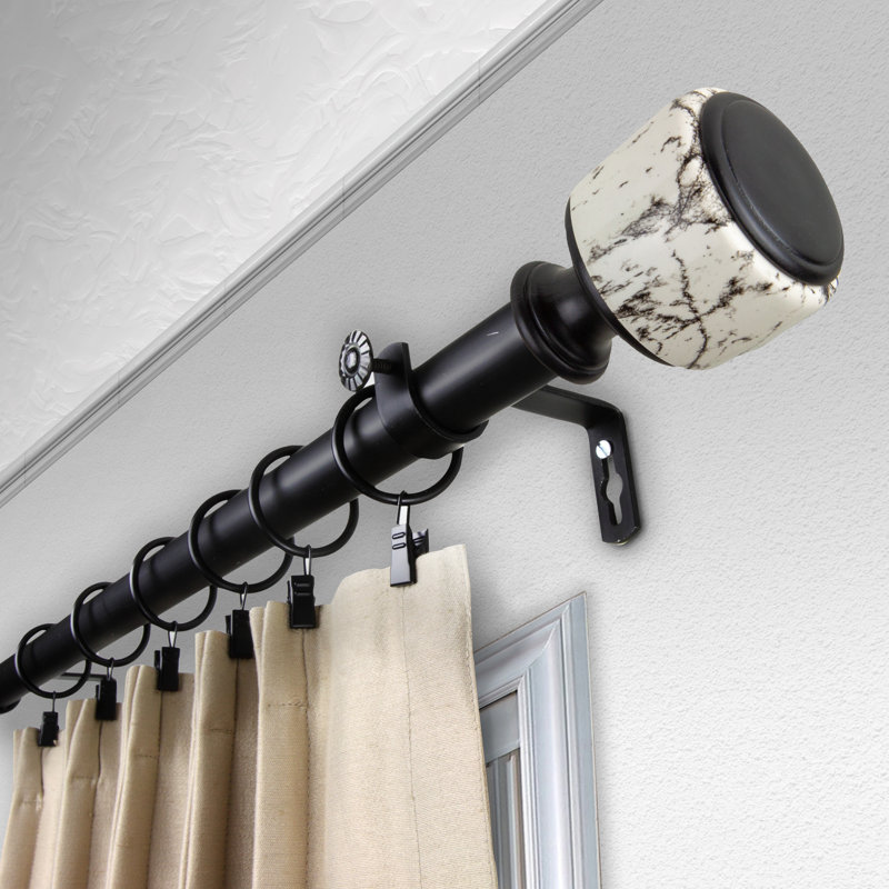 Tringle à rideaux simple Niemann, H 2,5 po x l 170 po x P 3,63 po, Noir