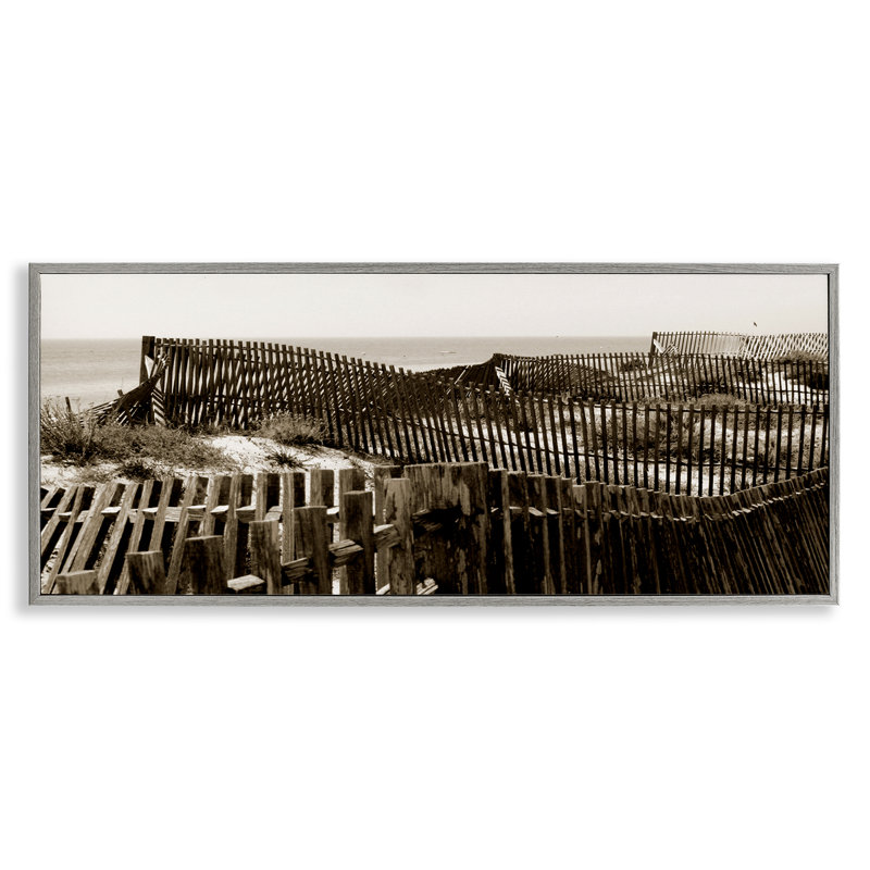 Art de la giclée encadrée par Winding Beach Fence par Noah Bay bf-327, Estampe numérique Farmhouse, H 13 po x l 30 po