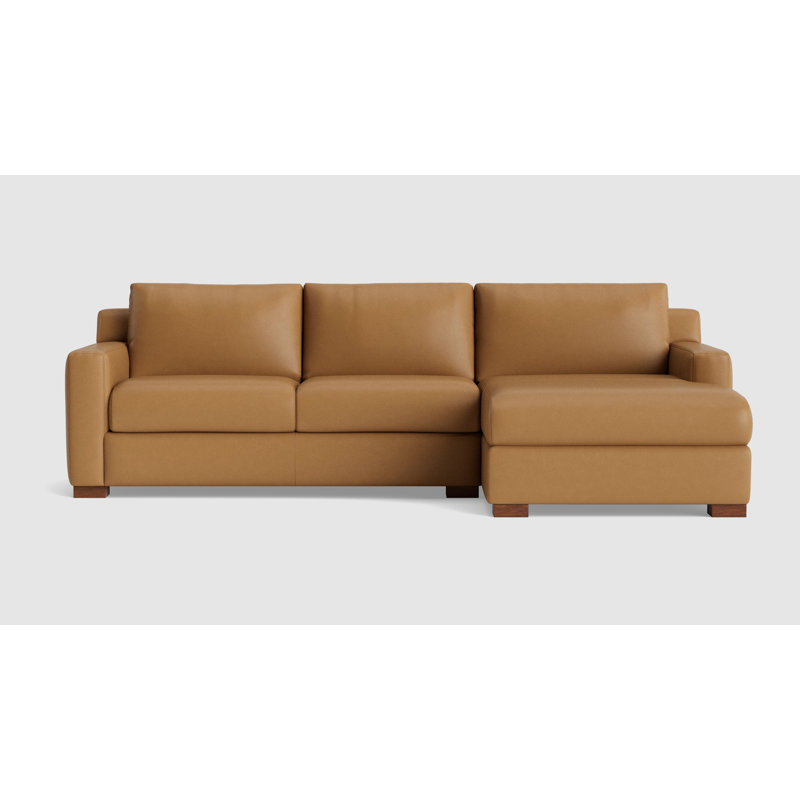 Catalina Chaise Sectional, Leather - Butterscotch, Right Hand Facing