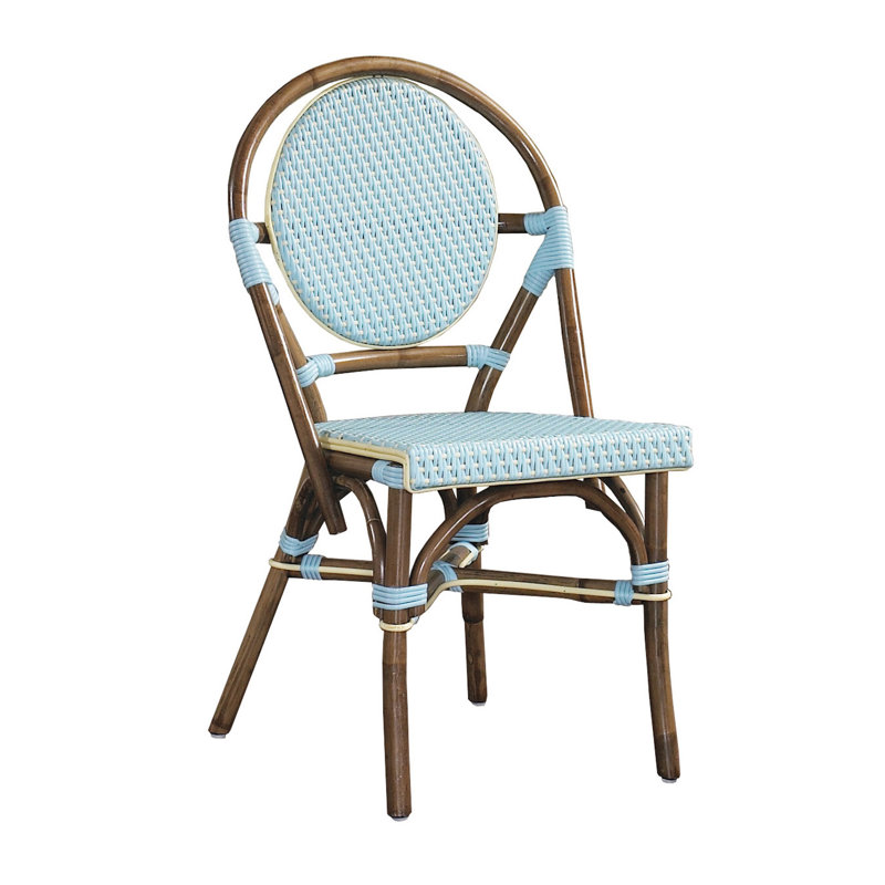 Wicker Outdoor Dining Side Chair, Blue