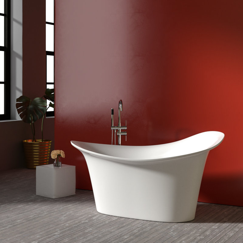Maxine 69'' x 34.5'' Freestanding Soaking Acrylic Bathtub