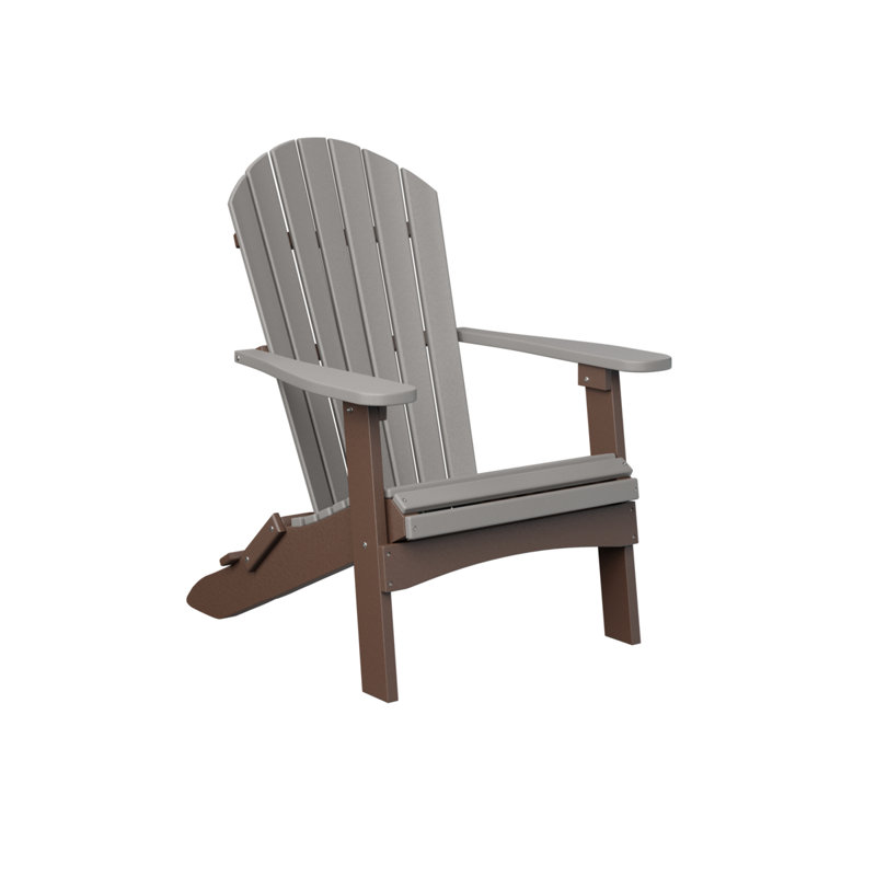 Berlin Gardens Comfo Back Folding Adirondack Chair, Light Gray/Chocolate Brown