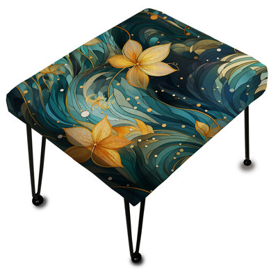 Inner Harmony Exploration Mediation III - Floral Rectangle Ottoman