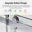 Porte de douche coulissante double sans cadre avec fermeture en douceur en chrome, verre Sgcc 3/8 po, idéal pour les salles de bain modernes