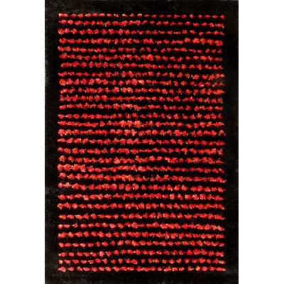 Tapis noir / rouge en laine tissé à la main 5 pi x 7 pi 6 po Macdougal
