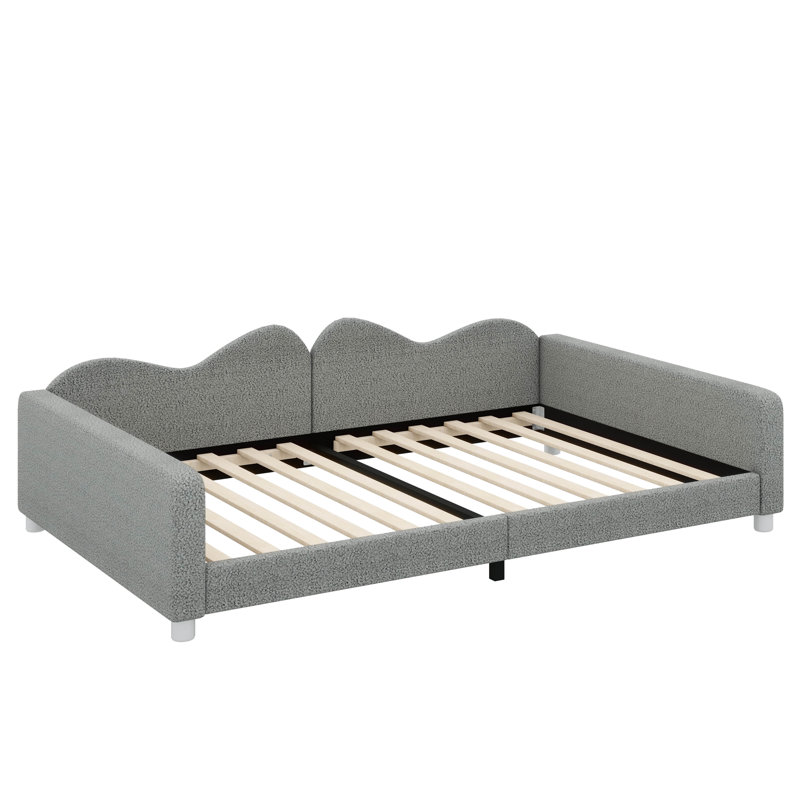 Canapé-lit avec dossier en forme de nuage et siège rembourré, gris, Simple