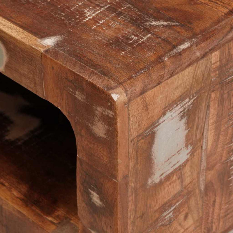 Solid Wood End Table, Distressed Brown