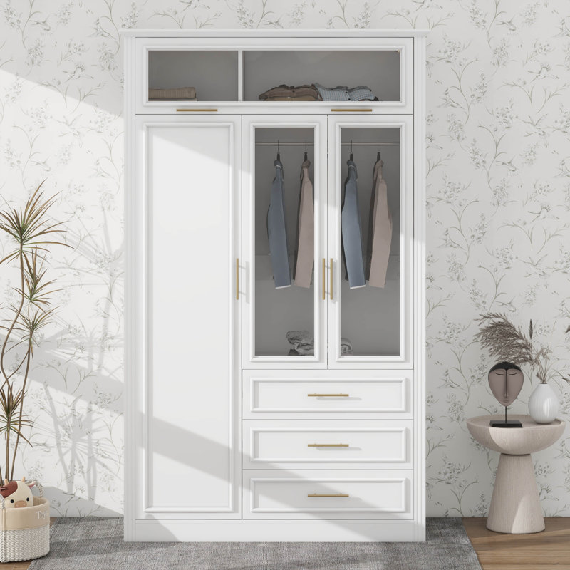Armoire-penderie 3 portes avec DEL et 3 tiroirs